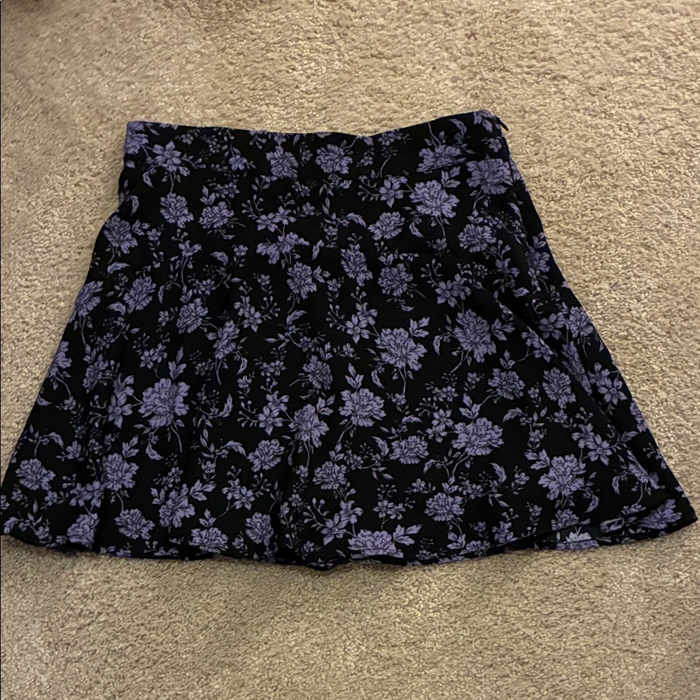 Zara Black and Purple Floral Skater Skirt
